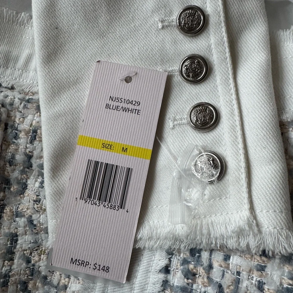 Nanette Lepore Tweed Blazer in White and Blue - Picture 8 of 8